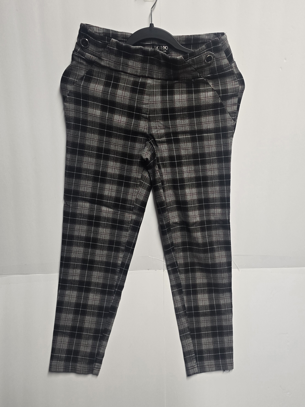 Soho Black and Gray Plaid Cropped Pants